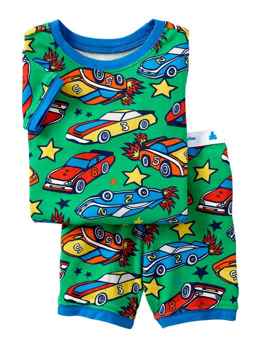 1 of 8 showing, with the color blade green of product Racecar short sleep set