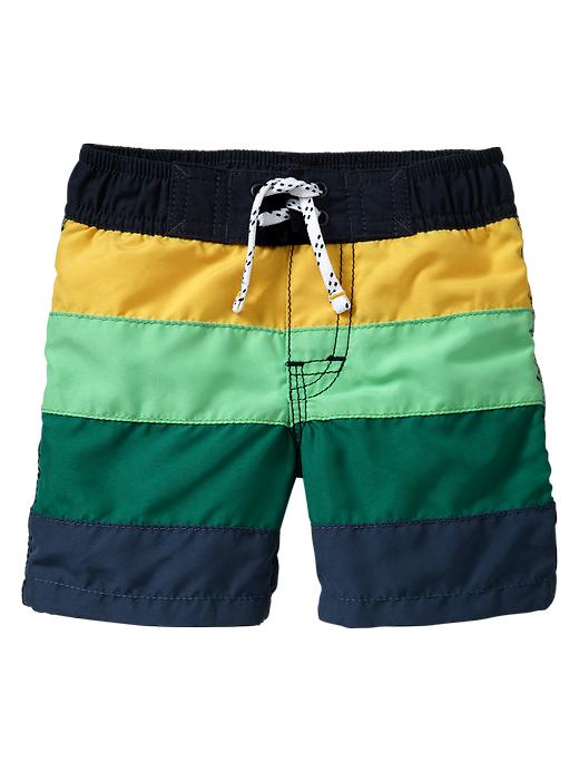 1 of 8 showing, with the color multi of product Multi-color striped swim trunks
