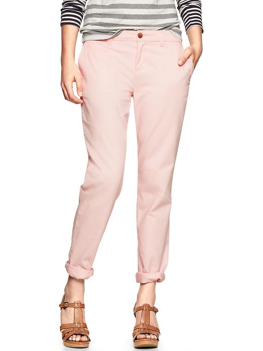 1 of 8 showing, with the color pink cameo of product Broken-in straight khakis