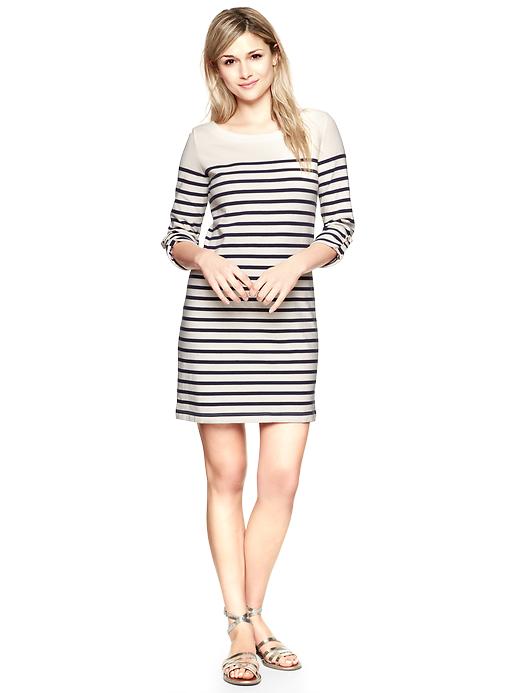 1 of 8 showing, with the color navy stripe of product Harbor jersey roll-sleeve striped dress
