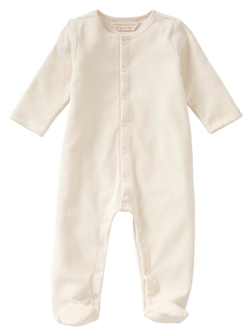 1 of 8 showing, with the color ivory frost of product Baby Organic Velour Footed One-Piece