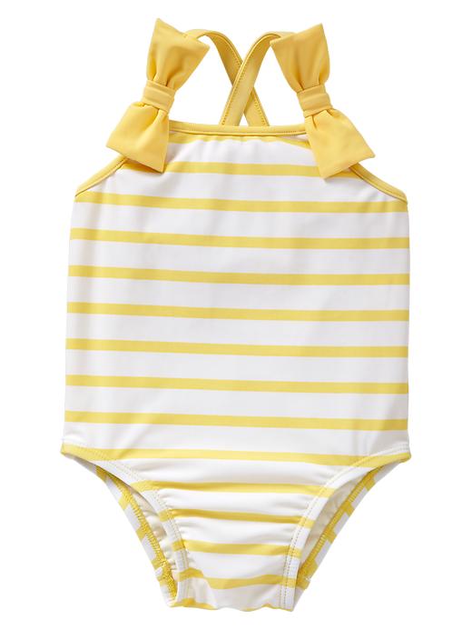 1 of 8 showing, with the color ivory frost of product Striped bow one-piece