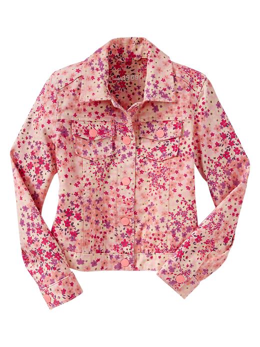 1 of 8 showing, with the color primrose pink of product Floral print denim jacket