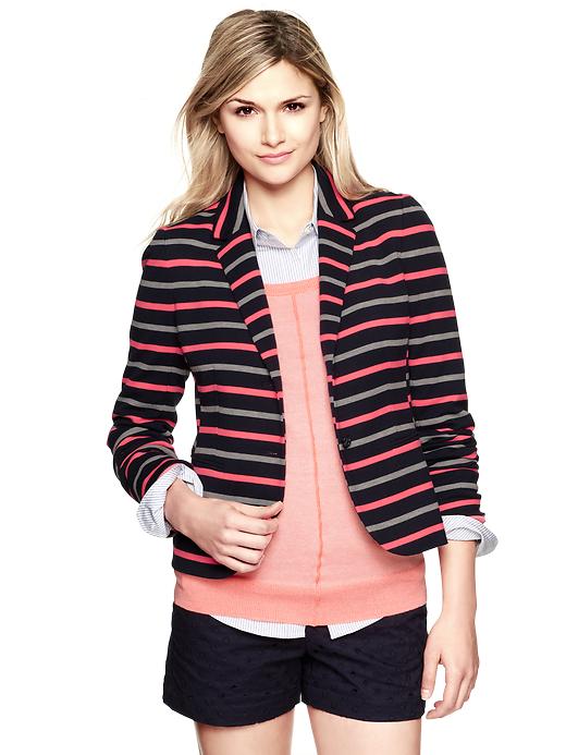 View large product image 1 of 1. Neon-stripe ponte academy blazer