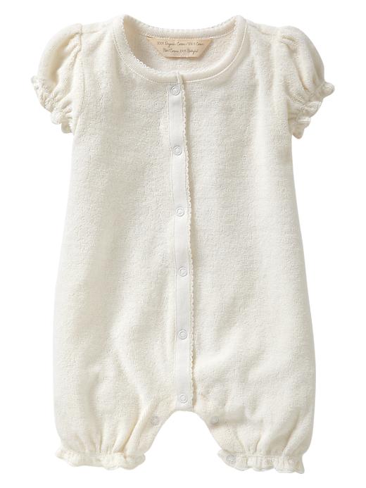 1 of 8 showing, with the color ivory frost of product Organic ruffle terry one-piece