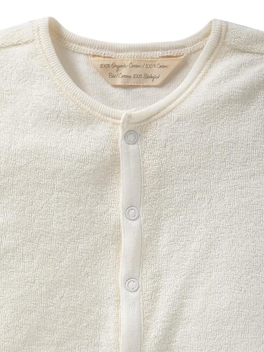 2 of 8 showing, with the color ivory frost of product Organic ruffle terry one-piece