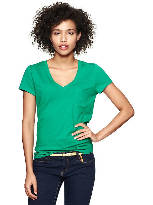 1 of 8 showing, with the color new aquarius of product Essential V-neck pocket T