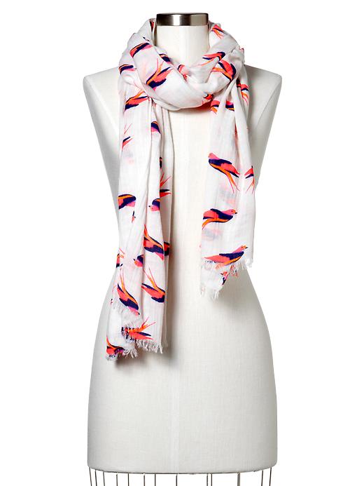 1 of 8 showing, with the color off white of product Bird print scarf