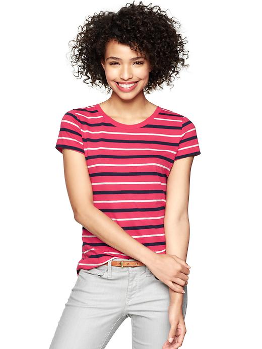 1 of 8 showing, with the color summer azalea of product Essential multi-stripe crew T