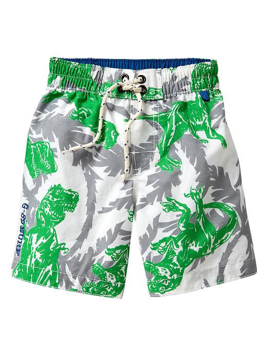 1 of 8 showing, with the color white of product Dinosaur swim trunks