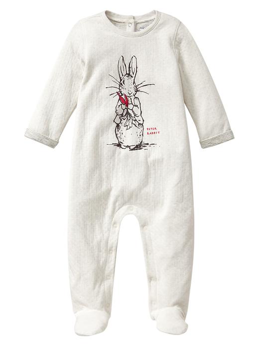 1 of 8 showing, with the color ivory frost of product Peter Rabbit™ graphic footed one-piece