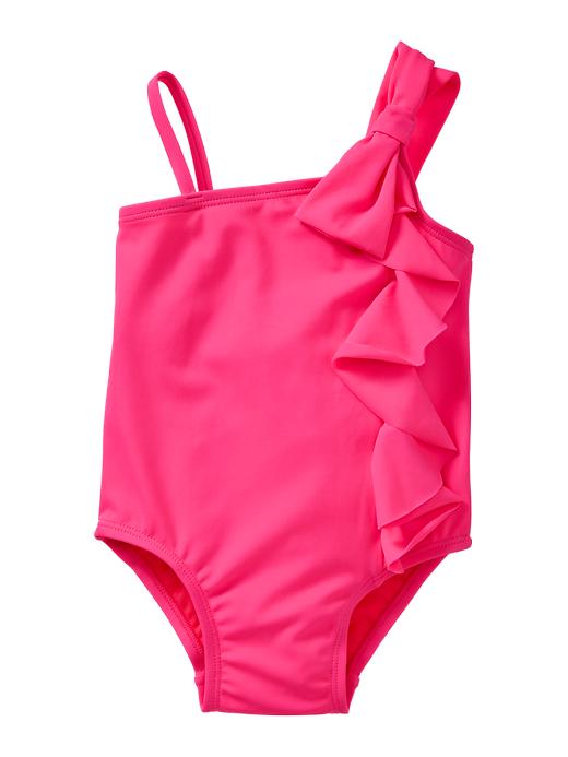 1 of 8 showing, with the color pink light of product Ruffle bow one-piece