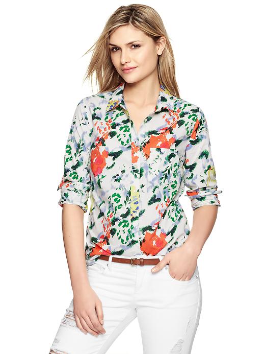 1 of 8 showing, with the color large floral of product Shrunken boyfriend printed shirt