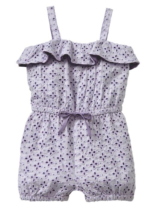1 of 8 showing, with the color perfumed lilac of product Eyelet ruffle romper