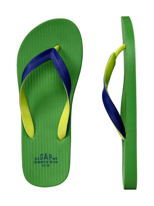 1 of 8 showing, with the color lawn green of product Contrast band flip flops
