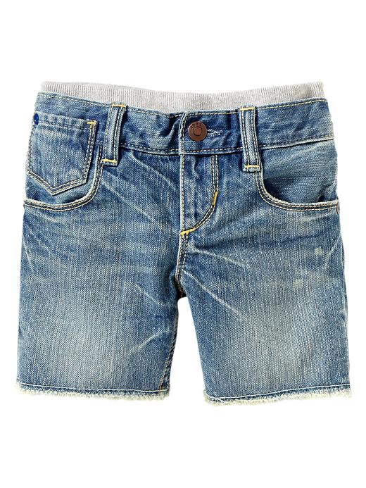 1 of 8 showing, with the color denim of product Denim cut-off shorts