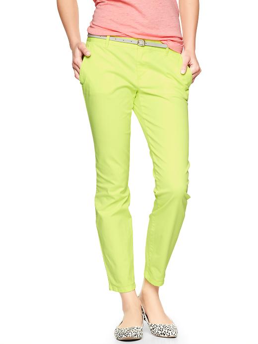1 of 8 showing, with the color neon lemon yellow of product Skinny mini skimmer khakis