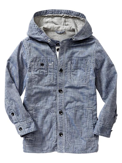 1 of 8 showing, with the color denim of product Hooded chambray shirt