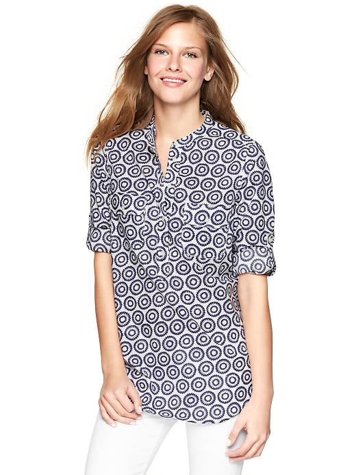 1 of 8 showing, with the color blue circle of product Printed henley tunic