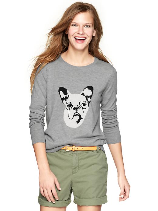 1 of 8 showing, with the color gray of product Frenchie intarsia sweater