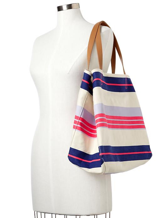 2 of 8 showing, with the color multi stripe of product Printed canvas tote