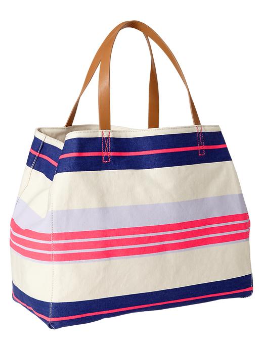 1 of 8 showing, with the color multi stripe of product Printed canvas tote