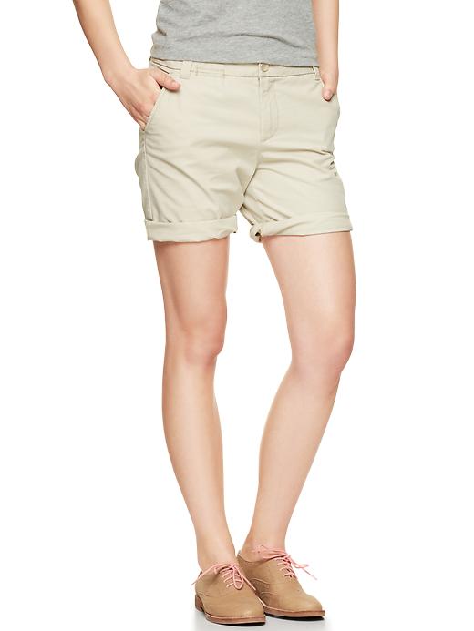 1 of 8 showing, with the color khaki of product Boyfriend roll-up shorts