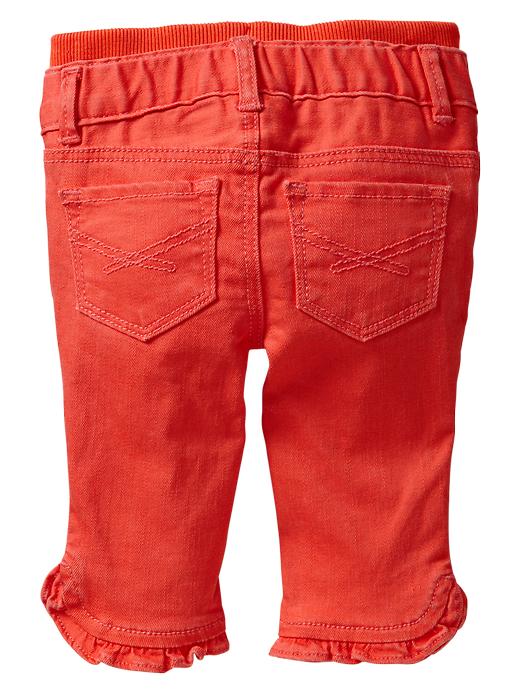2 of 8 showing, with the color new dark orange of product Knit-waist ruffle skinny jeans