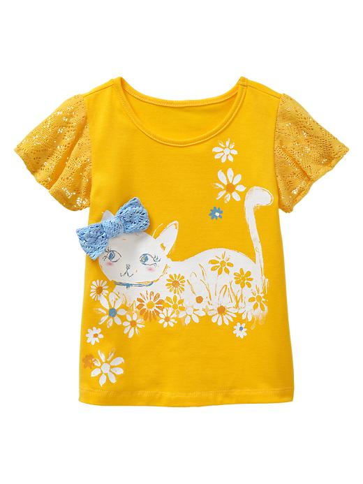 1 of 8 showing, with the color cat of product Lace embellished graphic T