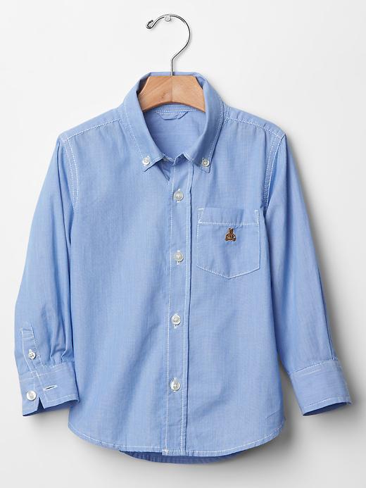 1 of 8 showing, with the color regal blue of product Woven-stripe shirt