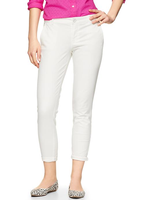 1 of 8 showing, with the color off white of product Skinny mini skimmer khakis