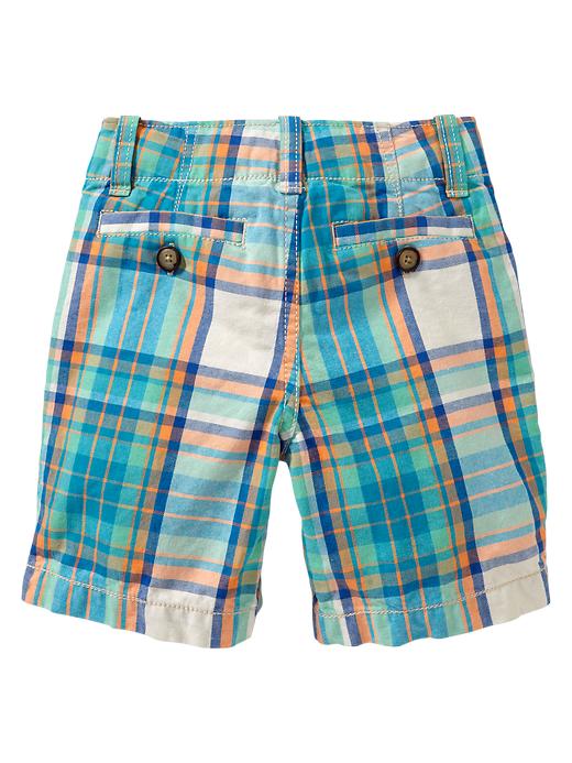 2 of 8 showing, with the color azure of product Flat-front plaid shorts