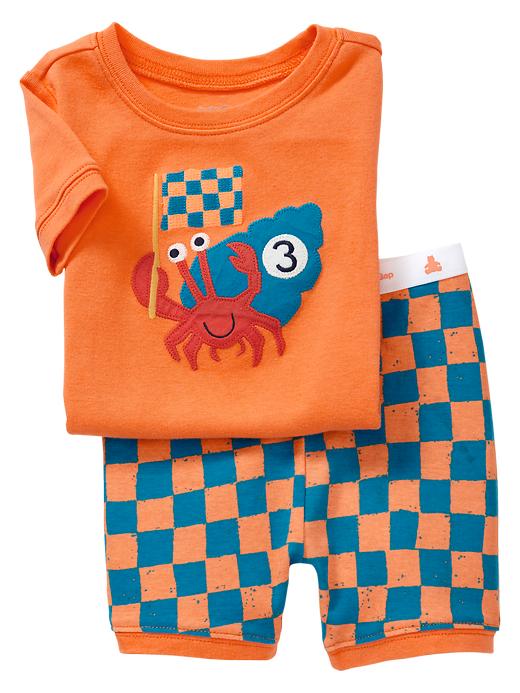 1 of 8 showing, with the color luminous orange of product Crab short sleep set