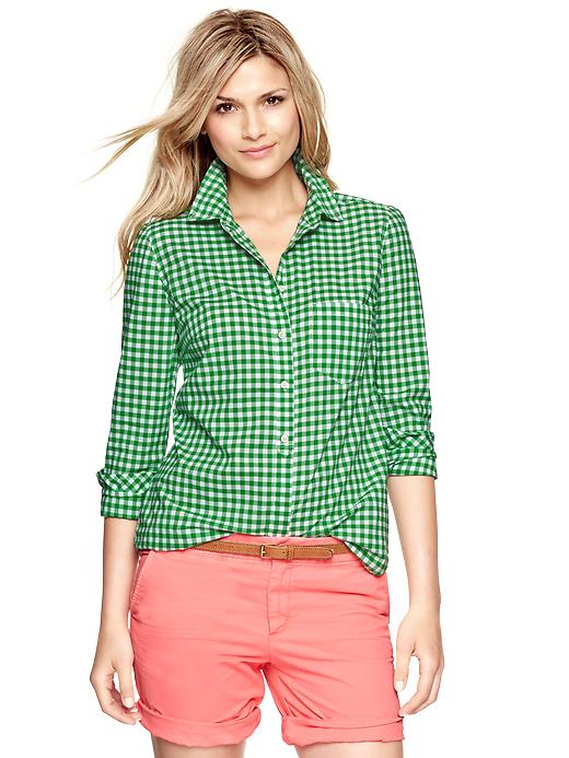 View large product image 1 of 1. Shrunken boyfriend gingham shirt