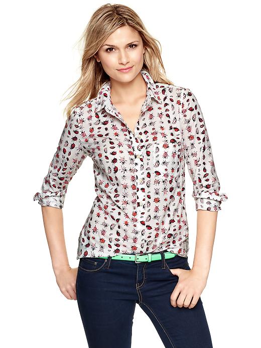 1 of 8 showing, with the color ladybug print of product Shrunken boyfriend printed shirt