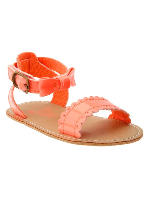 1 of 8 showing, with the color neon orange light of product Scalloped bow sandal