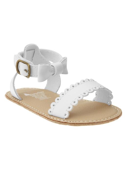 1 of 8 showing, with the color white of product Scalloped bow sandal