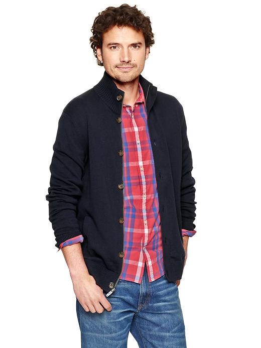 1 of 8 showing, with the color new classic navy of product Zip cardigan