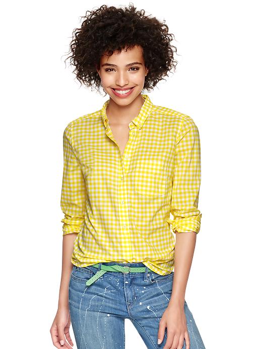 1 of 8 showing, with the color yellow gingham of product Shrunken boyfriend gingham shirt