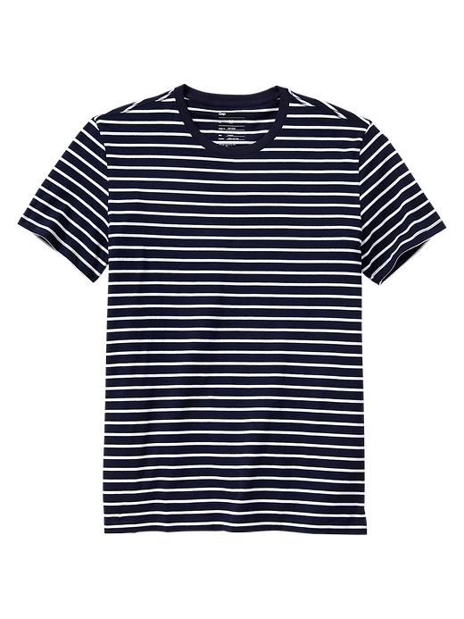 1 of 8 showing, with the color navy of product Essential thin striped T