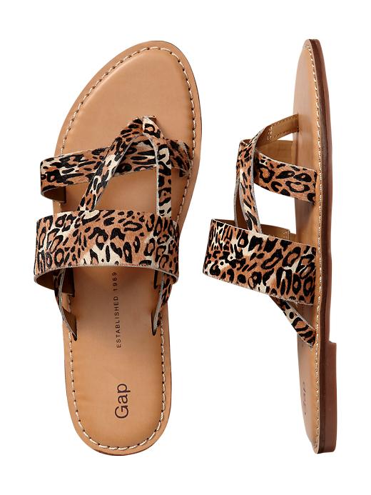1 of 8 showing, with the color leopard print of product Animal print multi-strap thongs