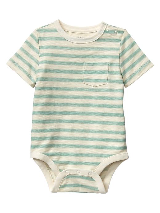 1 of 8 showing, with the color fantasy aqua of product Striped pocket bodysuit