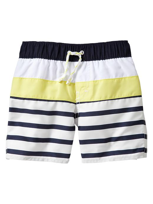 1 of 8 showing, with the color white of product Color pop striped swim trunks