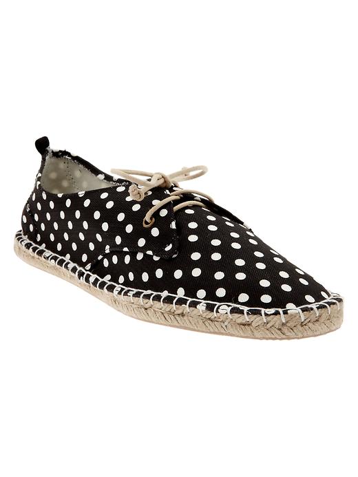 1 of 8 showing, with the color black dot of product Printed lace-up espadrilles