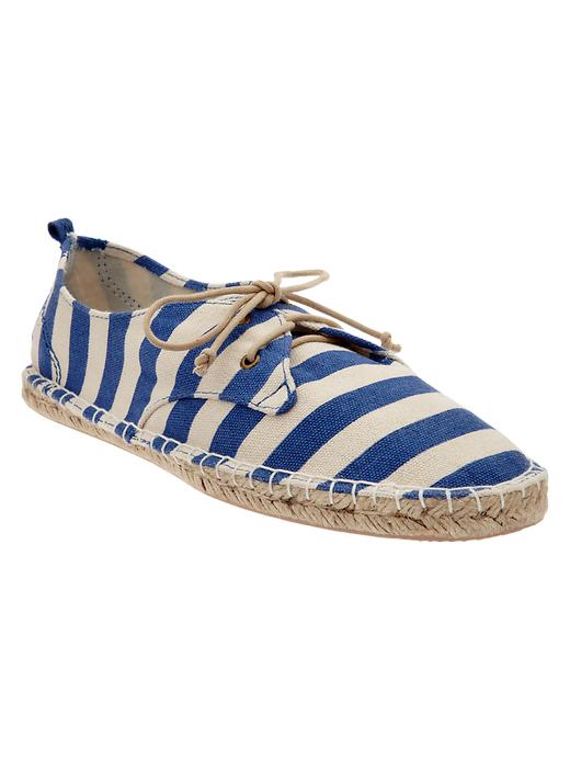 1 of 8 showing, with the color blue stripe of product Printed lace-up espadrilles