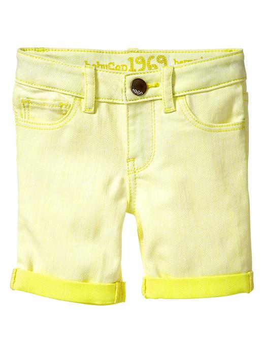 1 of 8 showing, with the color yellow light of product Yellow weft Bermuda shorts