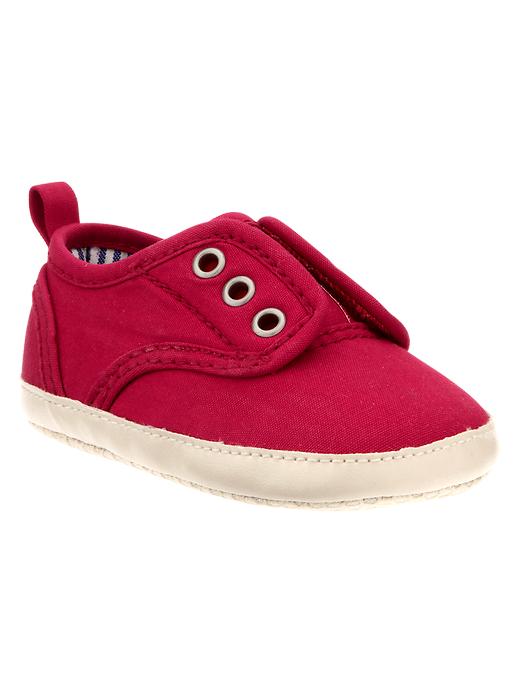 1 of 8 showing, with the color cinnamon candy of product Red canvas slip-on sneakers