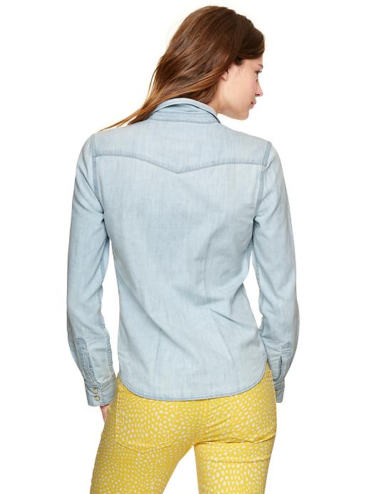 2 of 8 showing, with the color bleached of product 1969 bleached western denim shirt