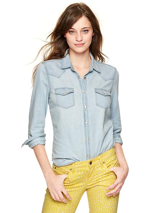 1 of 8 showing, with the color bleached of product 1969 bleached western denim shirt