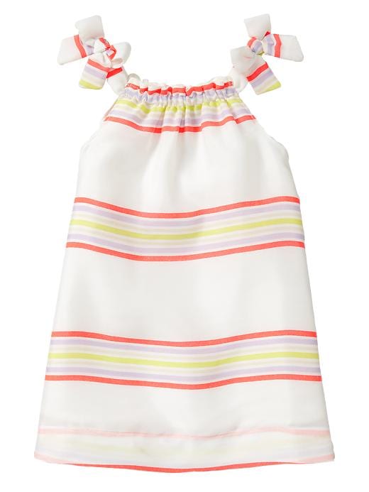 1 of 8 showing, with the color ivory frost of product Striped bow dress